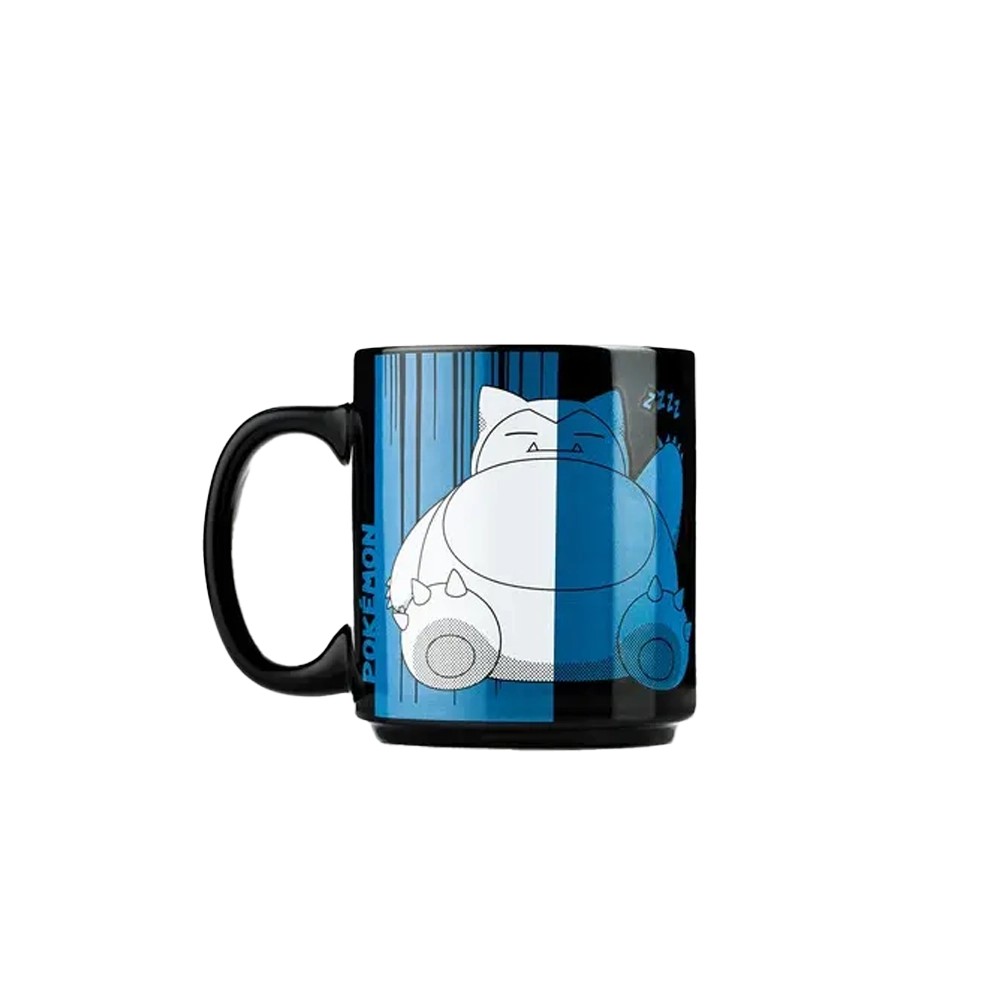 Cană neagră cu imprimeu Snorlax din universul Pokémon - Merchandise și cadouri pokemon